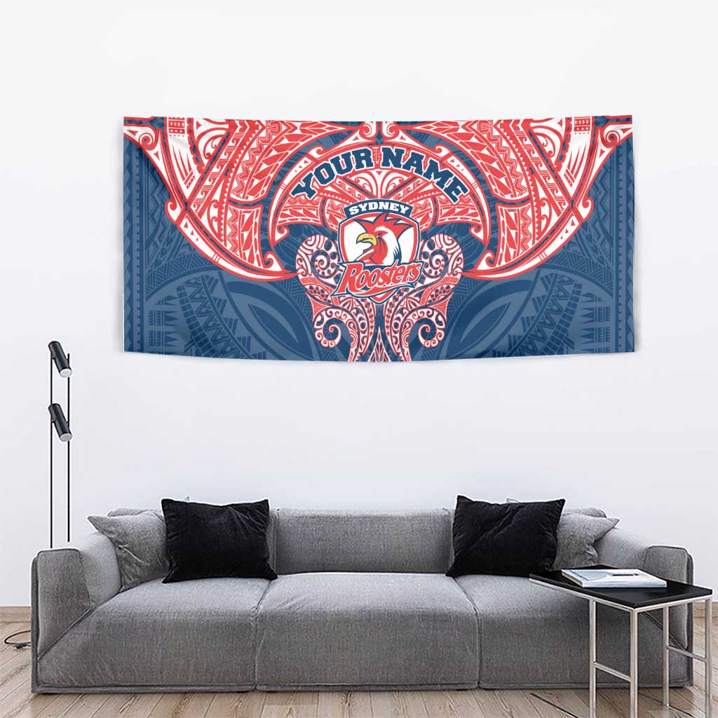 Personalized Sydney Roosters Tapestry Polynesian Tribal Pattern Style
