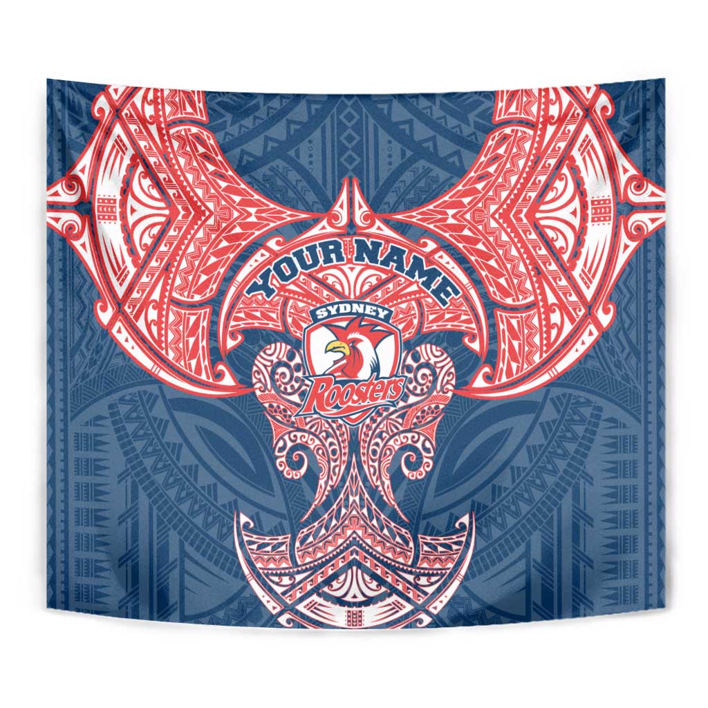 Personalized Sydney Roosters Tapestry Polynesian Tribal Pattern Style