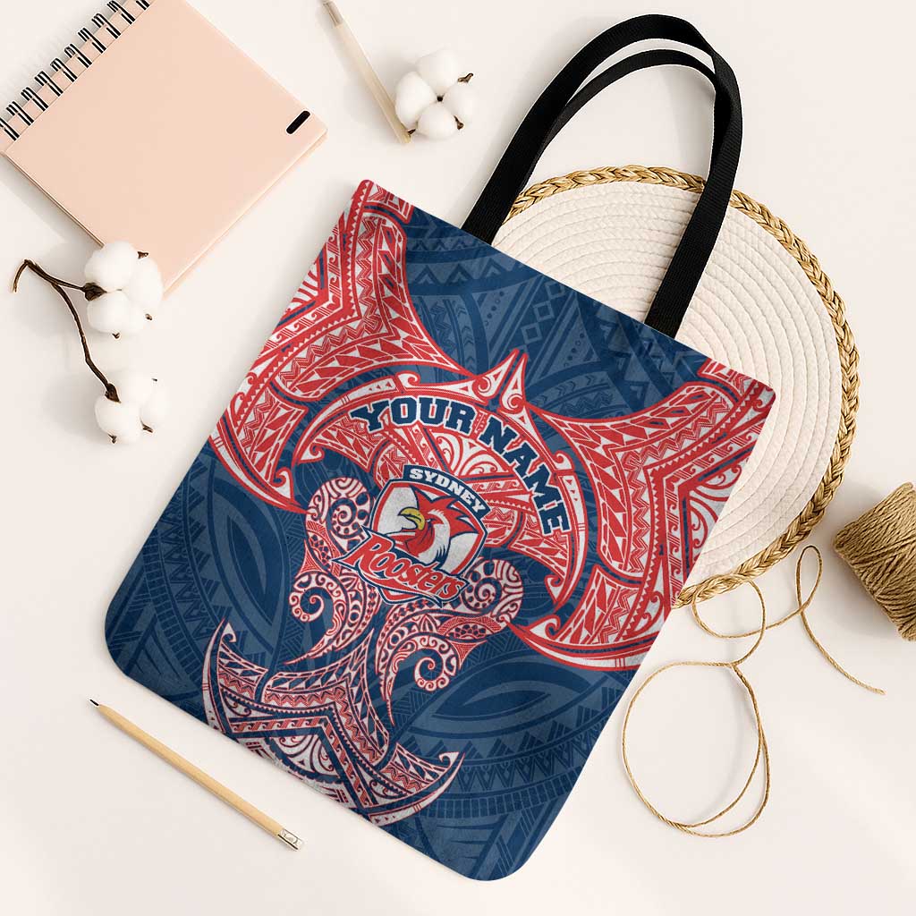 Personalized Sydney Roosters Tote Bag Polynesian Tribal Pattern Style