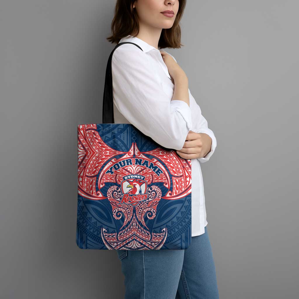 Personalized Sydney Roosters Tote Bag Polynesian Tribal Pattern Style