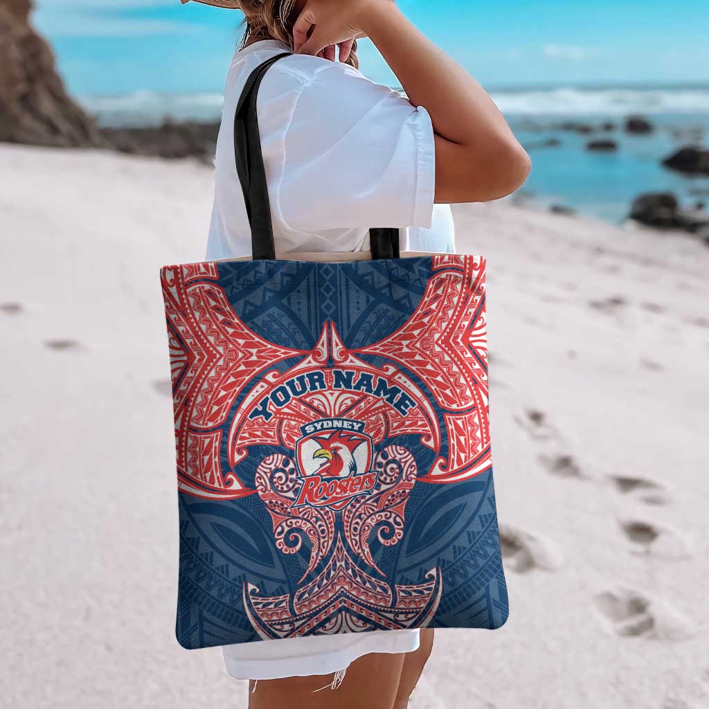 Personalized Sydney Roosters Tote Bag Polynesian Tribal Pattern Style