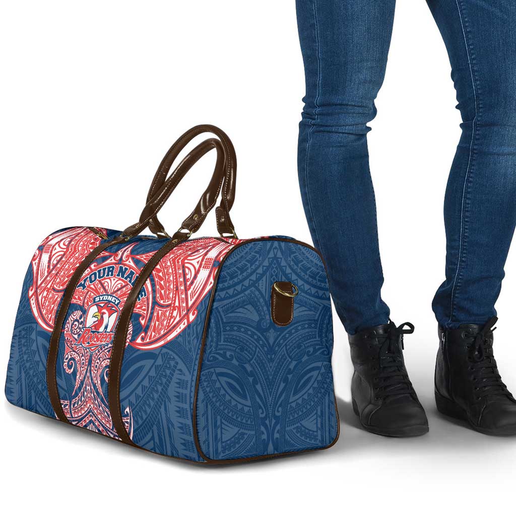 Personalized Sydney Roosters Travel Bag Polynesian Tribal Pattern Style
