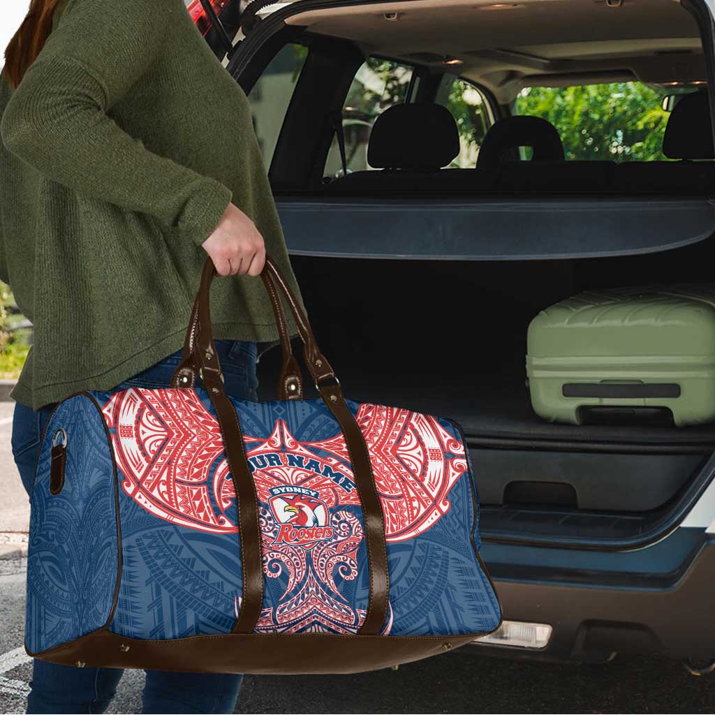 Personalized Sydney Roosters Travel Bag Polynesian Tribal Pattern Style