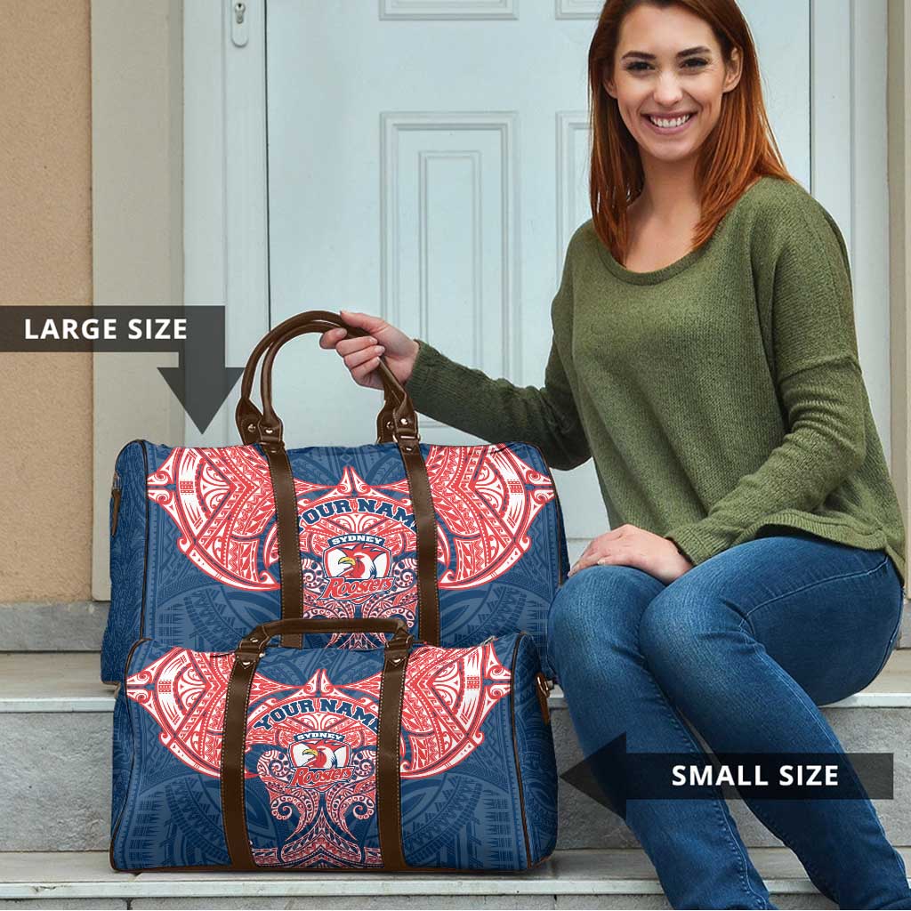 Personalized Sydney Roosters Travel Bag Polynesian Tribal Pattern Style