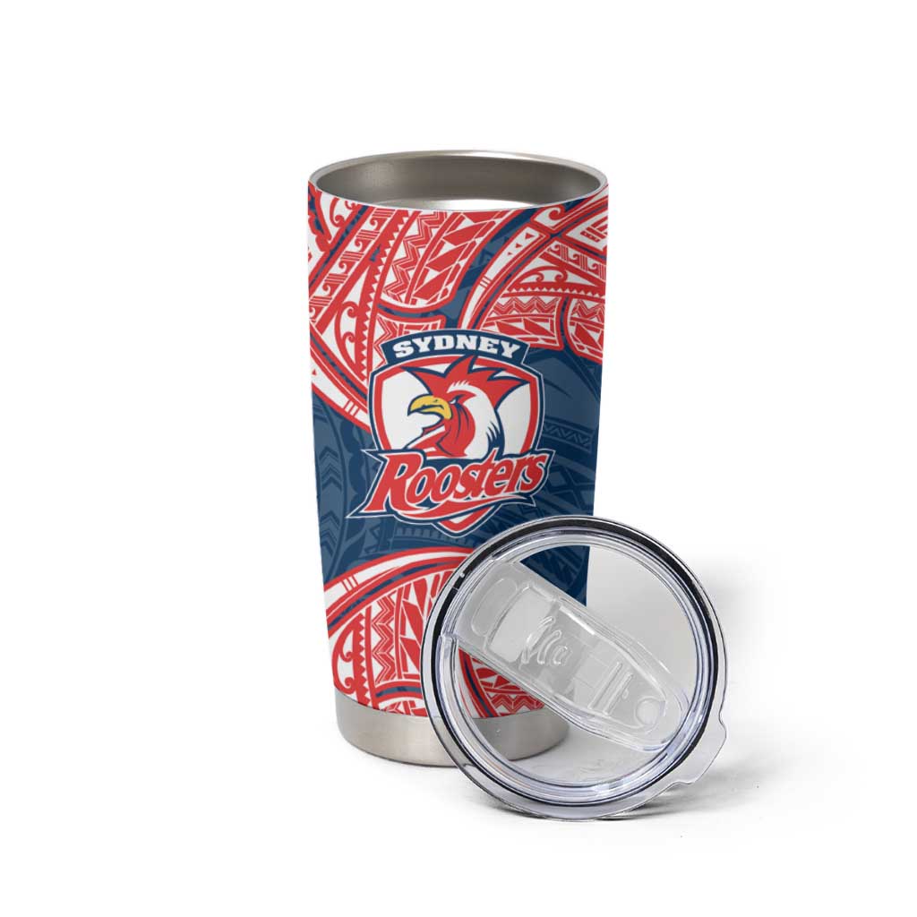 Personalized Sydney Roosters Tumbler Cup Polynesian Tribal Pattern Style