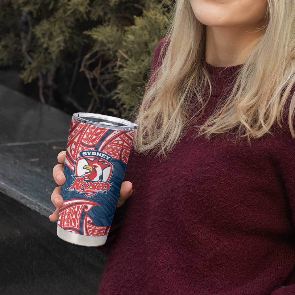 Personalized Sydney Roosters Tumbler Cup Polynesian Tribal Pattern Style