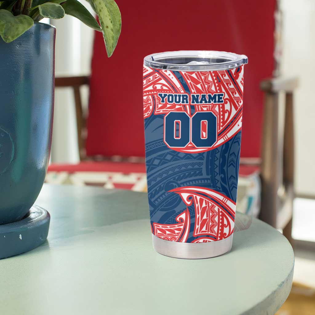 Personalized Sydney Roosters Tumbler Cup Polynesian Tribal Pattern Style
