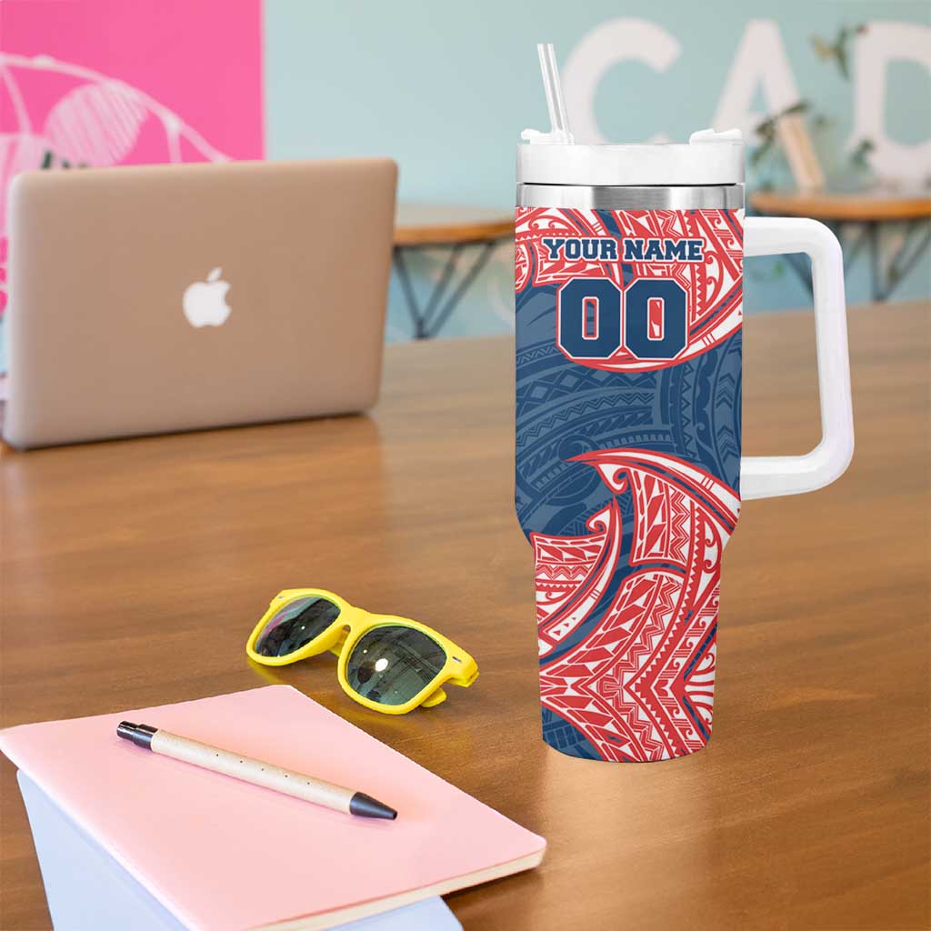 Personalized Sydney Roosters Tumbler With Handle Polynesian Tribal Pattern Style