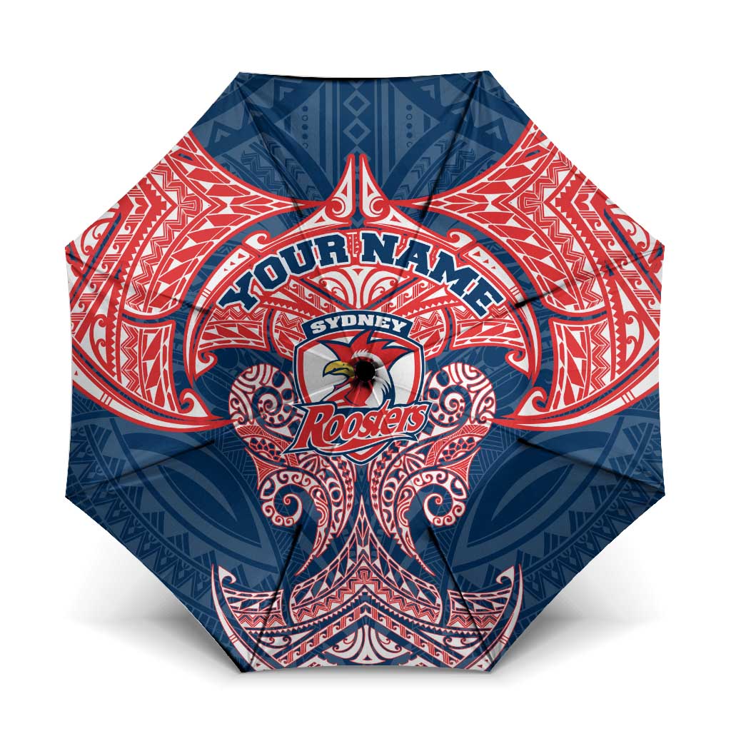 Personalized Sydney Roosters Umbrella Polynesian Tribal Pattern Style