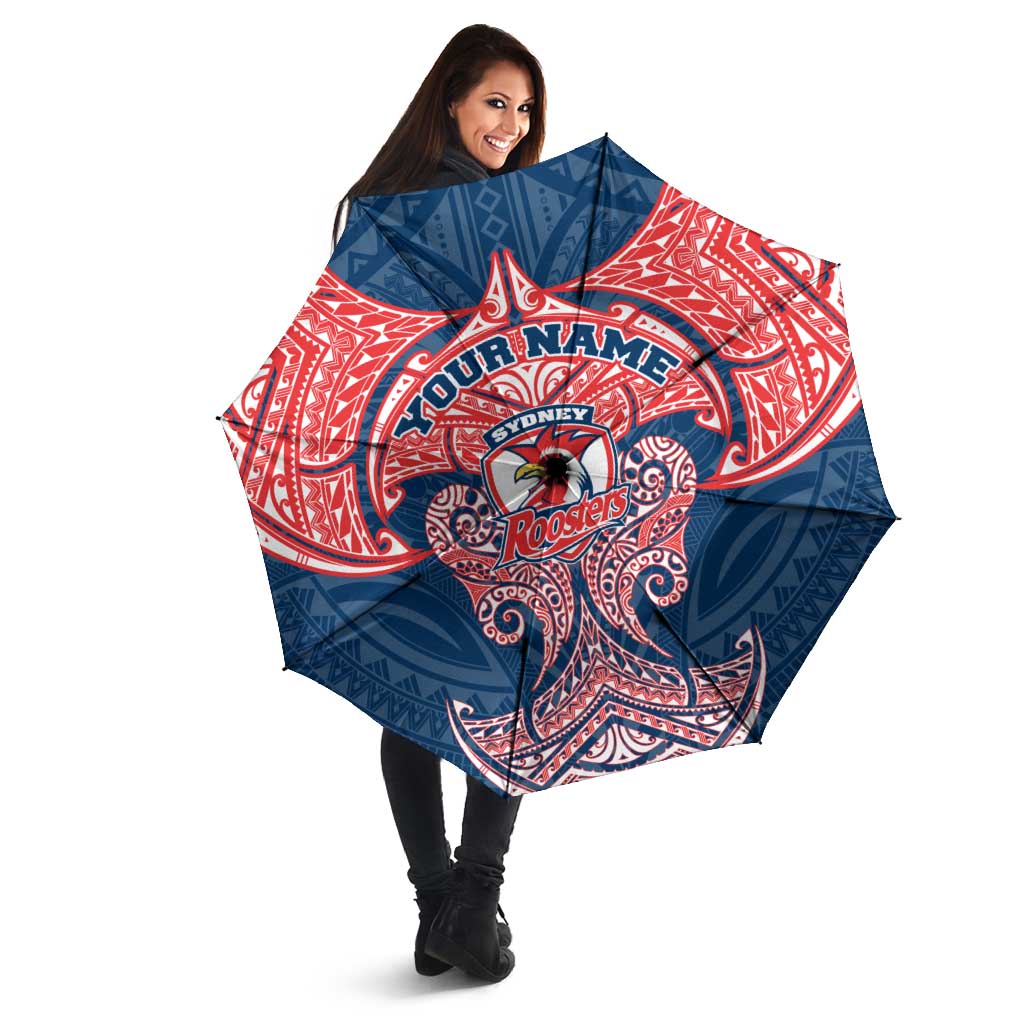 Personalized Sydney Roosters Umbrella Polynesian Tribal Pattern Style