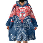 Personalized Sydney Roosters Wearable Blanket Hoodie Polynesian Tribal Pattern Style