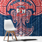 Personalized Sydney Roosters Window Curtain Polynesian Tribal Pattern Style