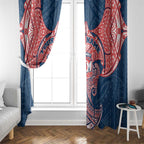 Personalized Sydney Roosters Window Curtain Polynesian Tribal Pattern Style