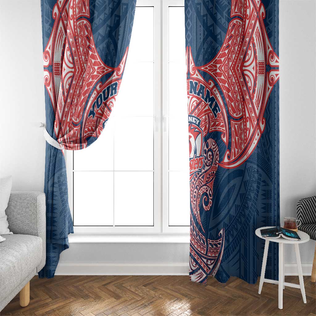Personalized Sydney Roosters Window Curtain Polynesian Tribal Pattern Style