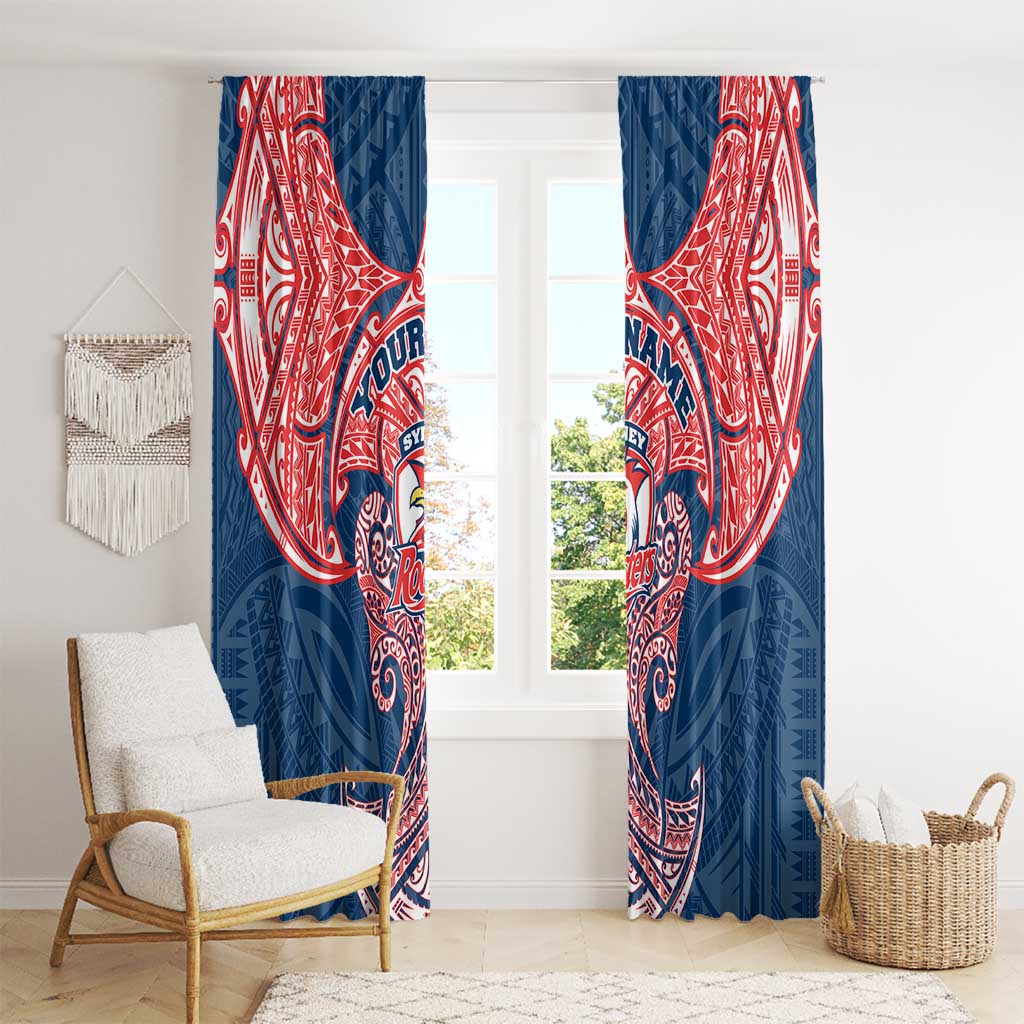 Personalized Sydney Roosters Window Curtain Polynesian Tribal Pattern Style