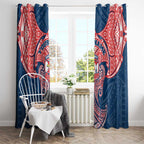 Personalized Sydney Roosters Window Curtain Polynesian Tribal Pattern Style