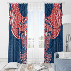 Personalized Sydney Roosters Window Curtain Polynesian Tribal Pattern Style