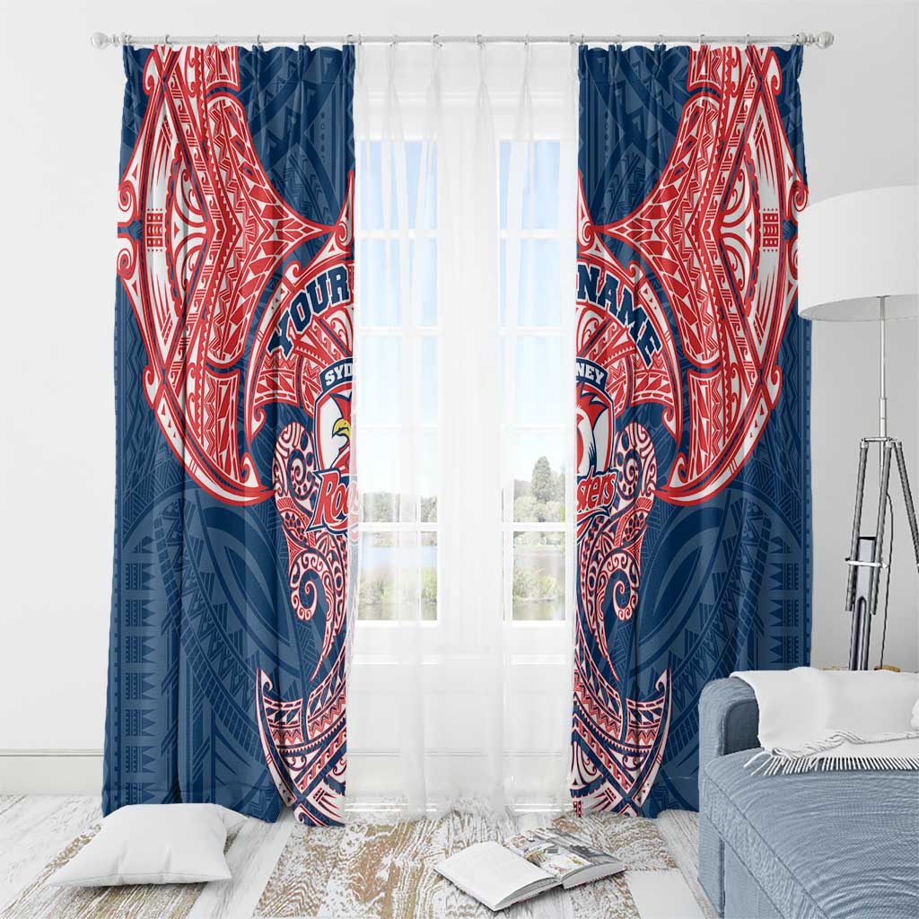 Personalized Sydney Roosters Window Curtain Polynesian Tribal Pattern Style