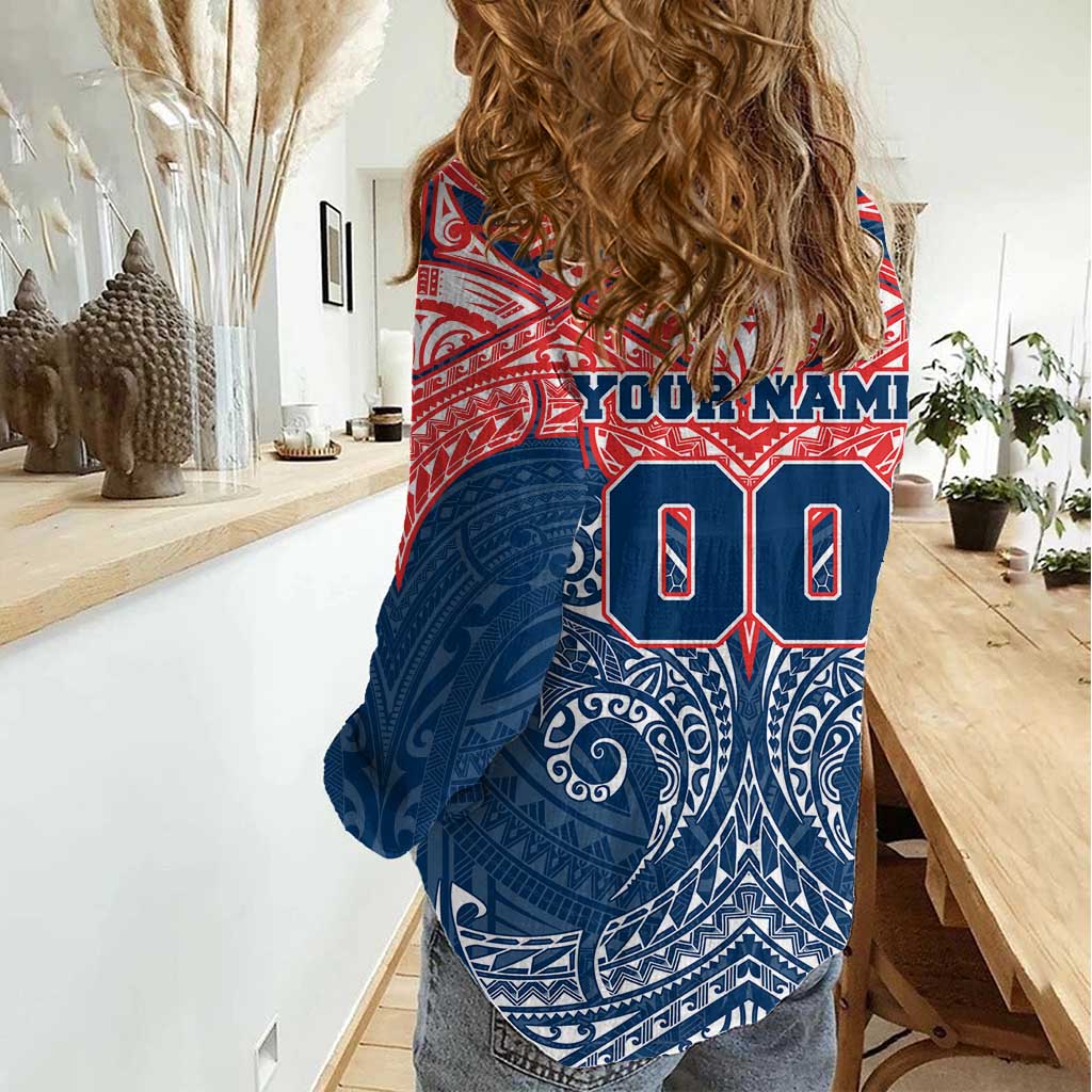 Personalized Sydney Roosters Women Casual Shirt Polynesian Tribal Pattern Style