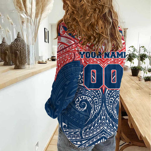 Personalized Sydney Roosters Women Casual Shirt Polynesian Tribal Pattern Style