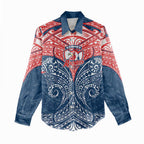 Personalized Sydney Roosters Women Casual Shirt Polynesian Tribal Pattern Style