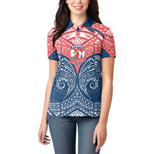 Personalized Sydney Roosters Women Polo Shirt Polynesian Tribal Pattern Style