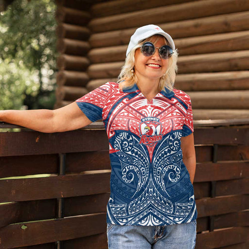 Personalized Sydney Roosters Women Polo Shirt Polynesian Tribal Pattern Style