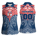 Personalized Sydney Roosters Women Sleeveless Polo Shirt Polynesian Tribal Pattern Style