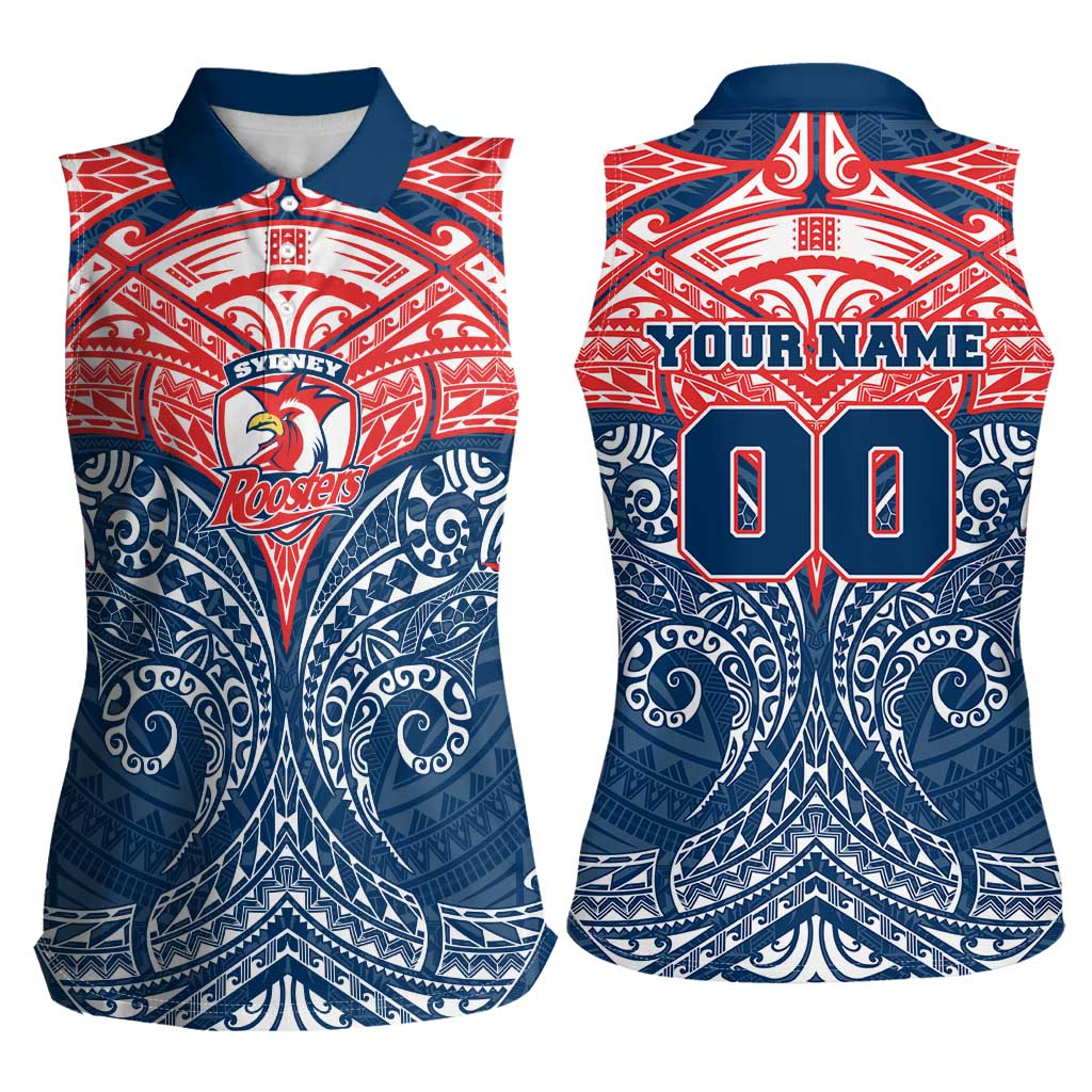 Personalized Sydney Roosters Women Sleeveless Polo Shirt Polynesian Tribal Pattern Style