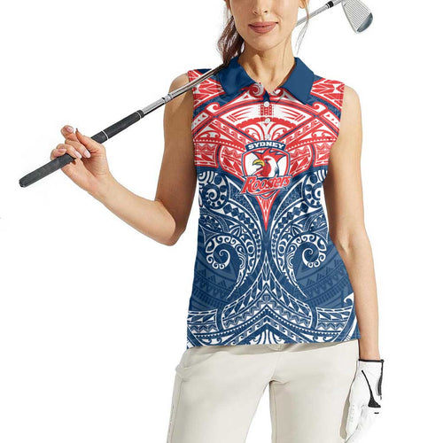 Personalized Sydney Roosters Women Sleeveless Polo Shirt Polynesian Tribal Pattern Style