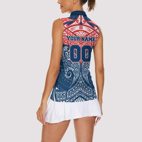 Personalized Sydney Roosters Women Sleeveless Polo Shirt Polynesian Tribal Pattern Style