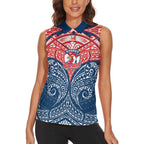Personalized Sydney Roosters Women Sleeveless Polo Shirt Polynesian Tribal Pattern Style