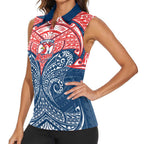 Personalized Sydney Roosters Women Sleeveless Polo Shirt Polynesian Tribal Pattern Style