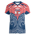 Personalized Sydney Roosters Women V-Neck T-Shirt Polynesian Tribal Pattern Style