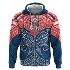 Personalized Sydney Roosters Zip Hoodie Polynesian Tribal Pattern Style