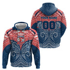 Personalized Sydney Roosters Zip Hoodie Polynesian Tribal Pattern Style