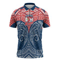 Personalized Sydney Roosters Zipper Polo Shirt Polynesian Tribal Pattern Style