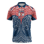 Personalized Sydney Roosters Zipper Polo Shirt Polynesian Tribal Pattern Style