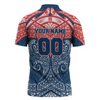 Personalized Sydney Roosters Zipper Polo Shirt Polynesian Tribal Pattern Style