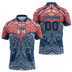 Personalized Sydney Roosters Zipper Polo Shirt Polynesian Tribal Pattern Style