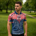 Personalized Sydney Roosters Zipper Polo Shirt Polynesian Tribal Pattern Style