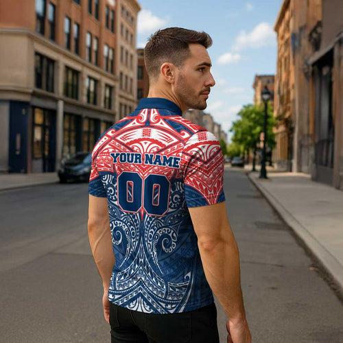 Personalized Sydney Roosters Zipper Polo Shirt Polynesian Tribal Pattern Style