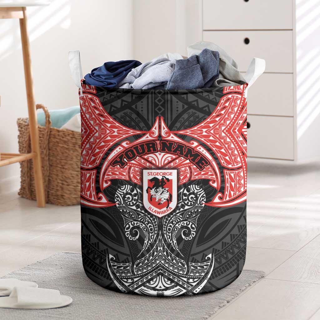Personalized St. George Illawarra Dragons Laundry Basket Polynesian Tribal Pattern Style