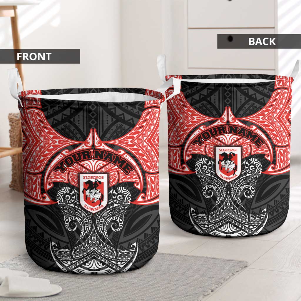 Personalized St. George Illawarra Dragons Laundry Basket Polynesian Tribal Pattern Style