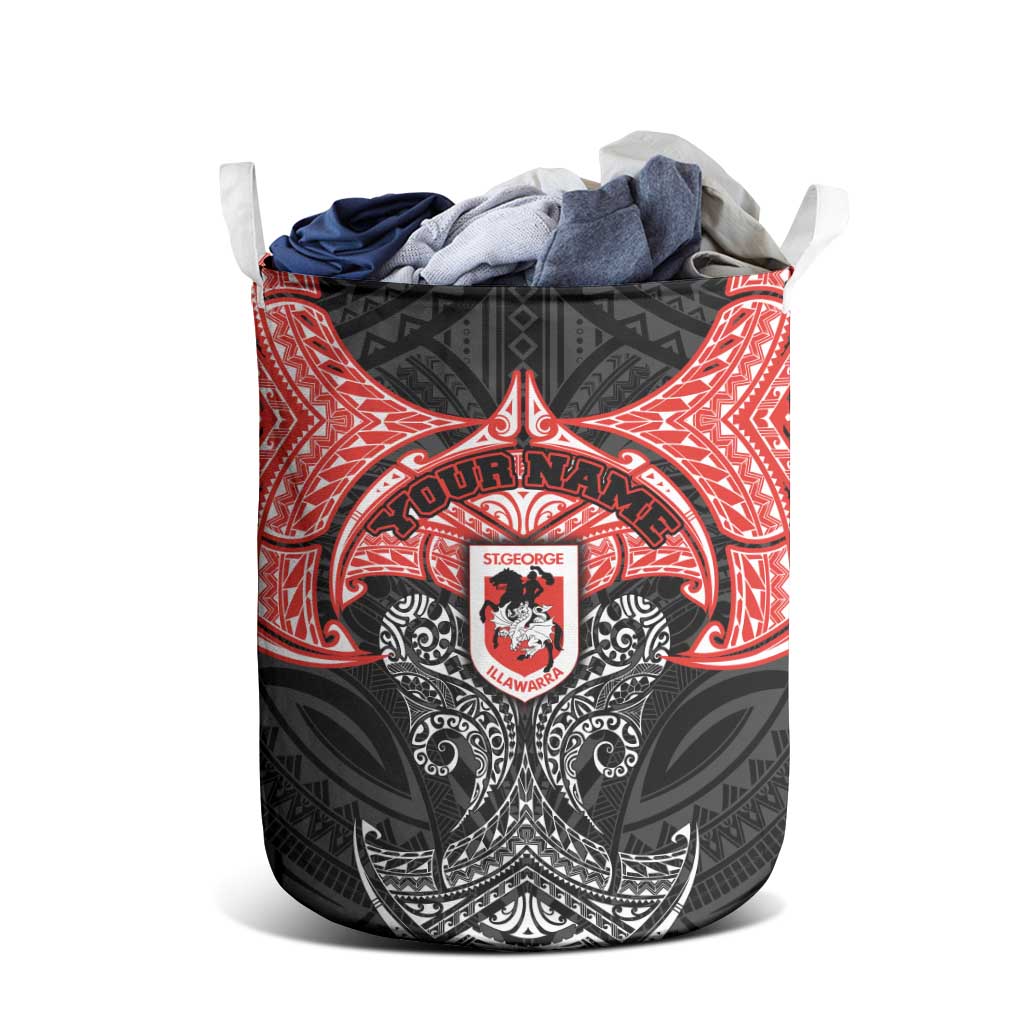 Personalized St. George Illawarra Dragons Laundry Basket Polynesian Tribal Pattern Style