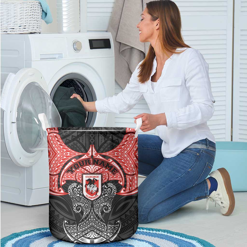 Personalized St. George Illawarra Dragons Laundry Basket Polynesian Tribal Pattern Style