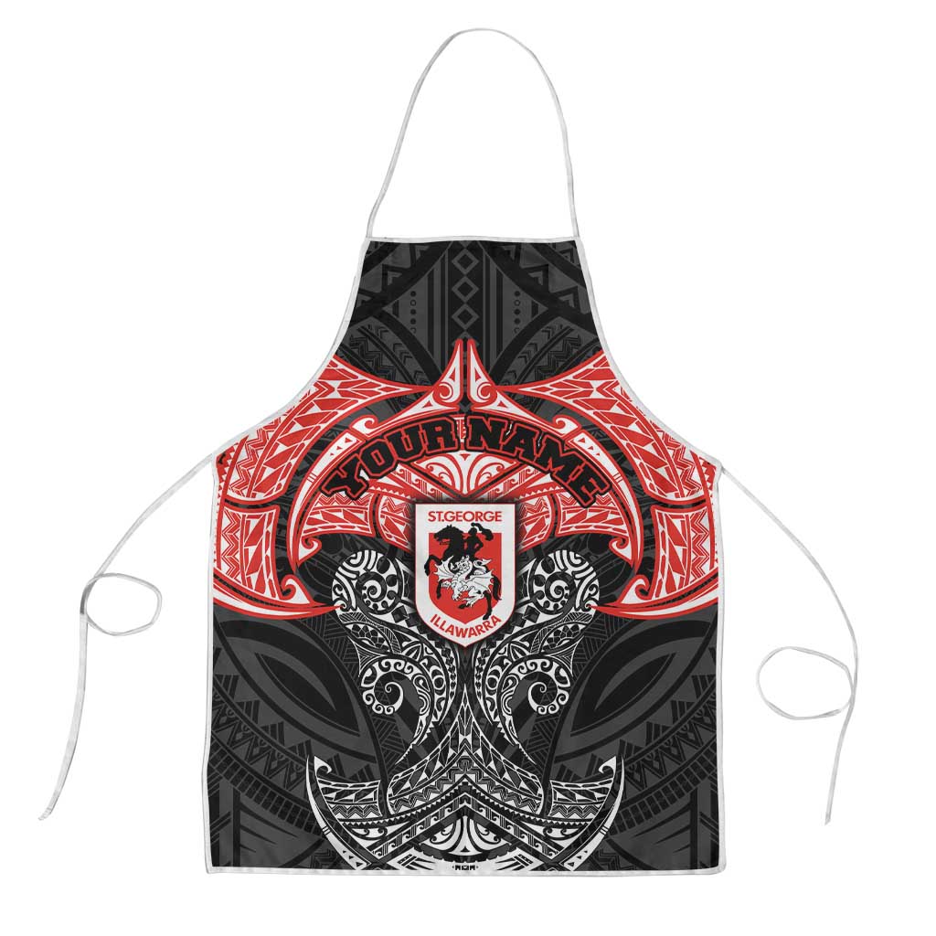 Personalized St. George Illawarra Dragons Apron Polynesian Tribal Pattern Style