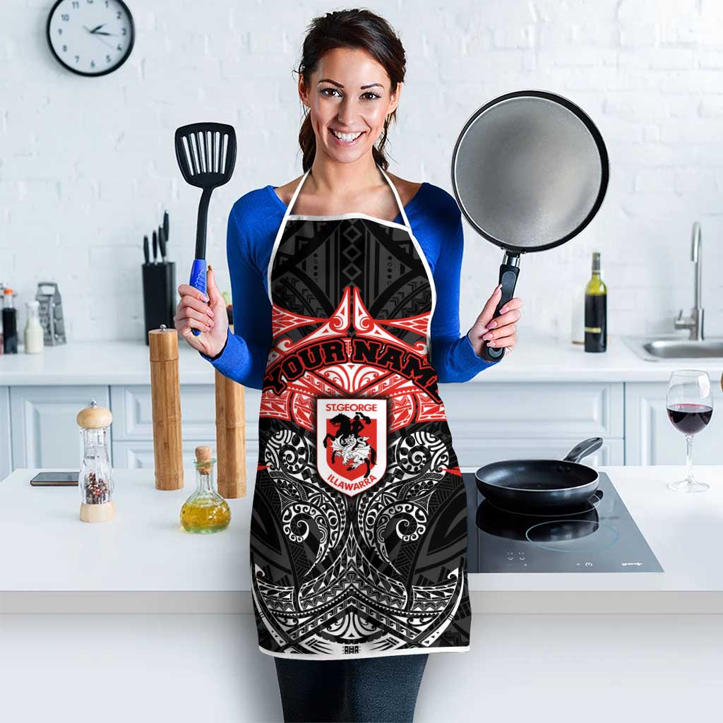Personalized St. George Illawarra Dragons Apron Polynesian Tribal Pattern Style