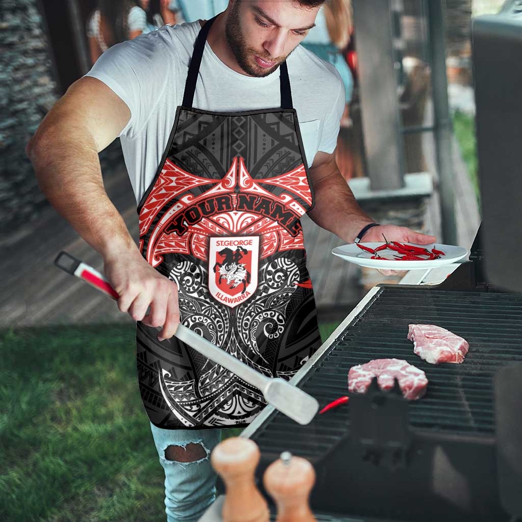 Personalized St. George Illawarra Dragons Apron Polynesian Tribal Pattern Style