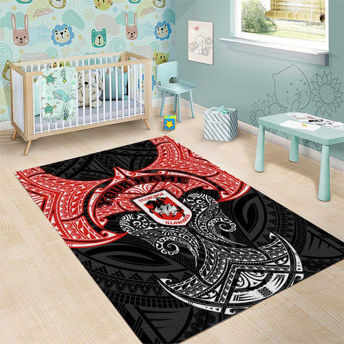 Personalized St. George Illawarra Dragons Area Rug Polynesian Tribal Pattern Style